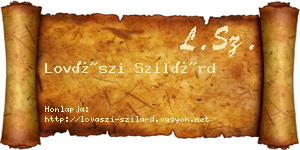 Lovászi Szilárd névjegykártya
